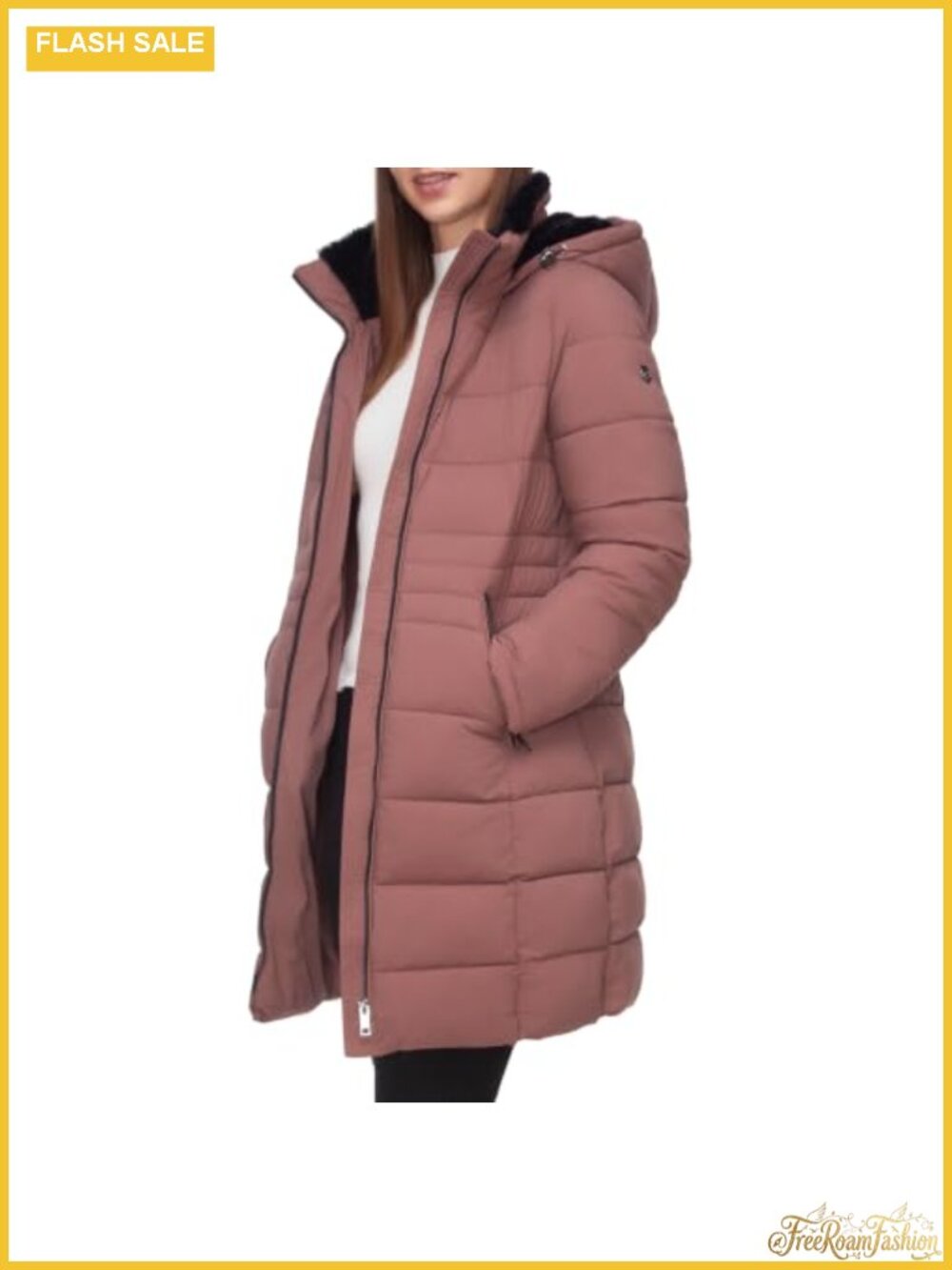 Women's Maxi Long Winter Puffer Jacket Faux Fur Hood